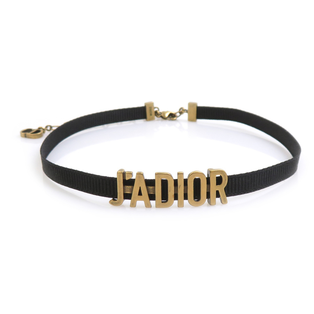 Christian Dior choker, metal, gold, black, women's, r11410b